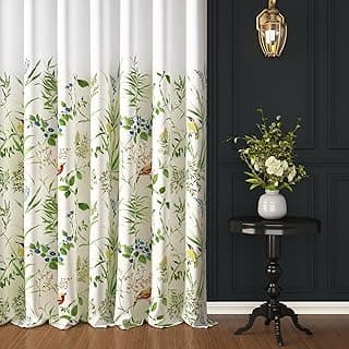 Story@Home Window Curtains 5 Feet Long Set of 3 | Birds & Branches Printed Cotton Curtain | Light Filtering Curtain | Curtains for Living Room | (116 x 152 cm, White & Green) | Perfect for Home Decor