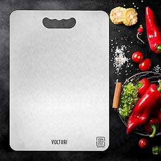 VOLTURI 304 Stainless Steel Chopping Board (32 x 21.5 cm), Upgraded to Surgical-Level Hygiene, Food-Grade, Non-Porous, Rustproof, Heat Resistant Heavy-Duty Cutting Board Built for Daily Indian Cooking