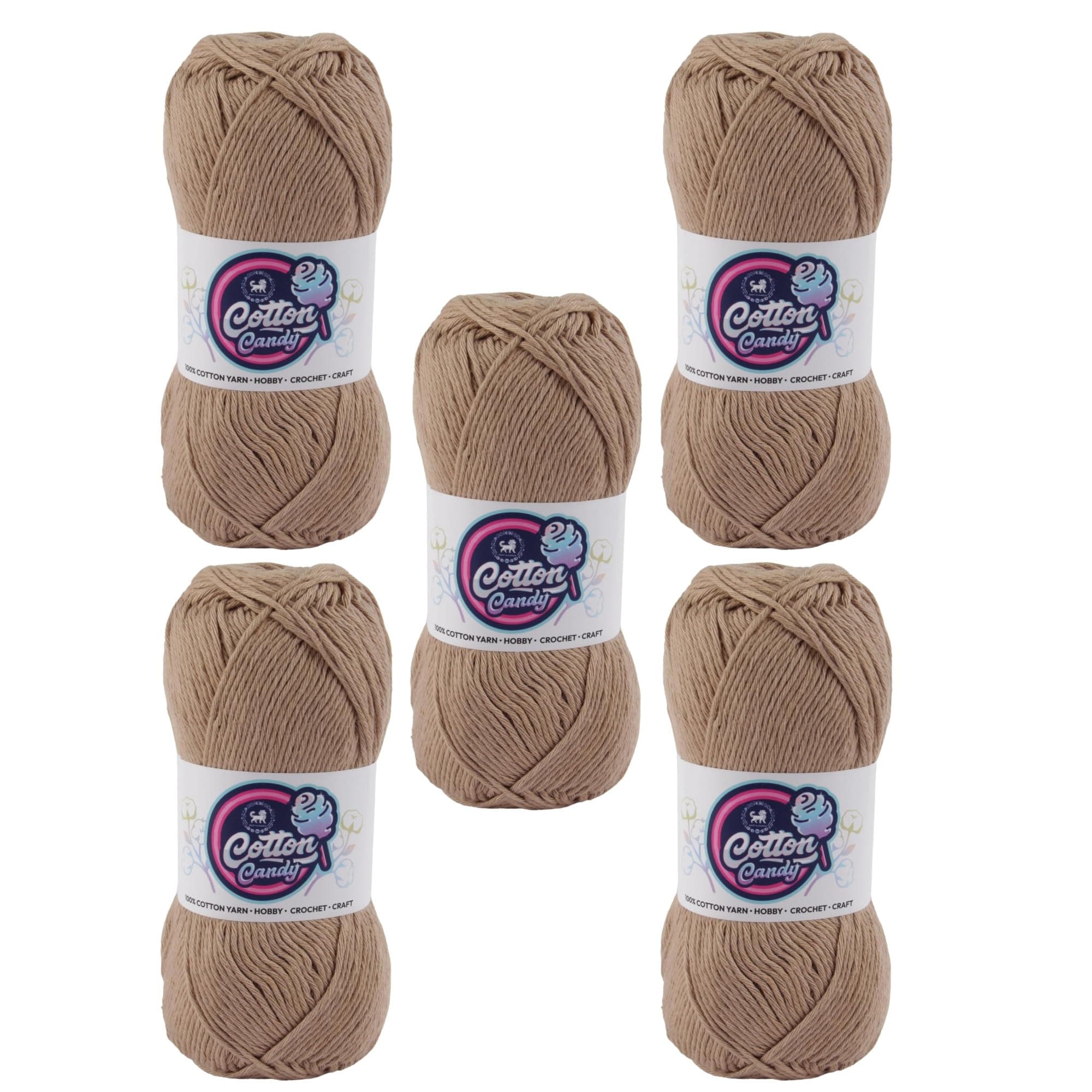 NESTNHAVEN Cotton Candy 100% Cotton Yarn - (100g, 185 Meters) - Luxury Yarn for Crochet, Amigurumi, Embroidery, Toys, Garments, Flowers and Hobby, Projects. (Dark Beige) | (500 Gm)