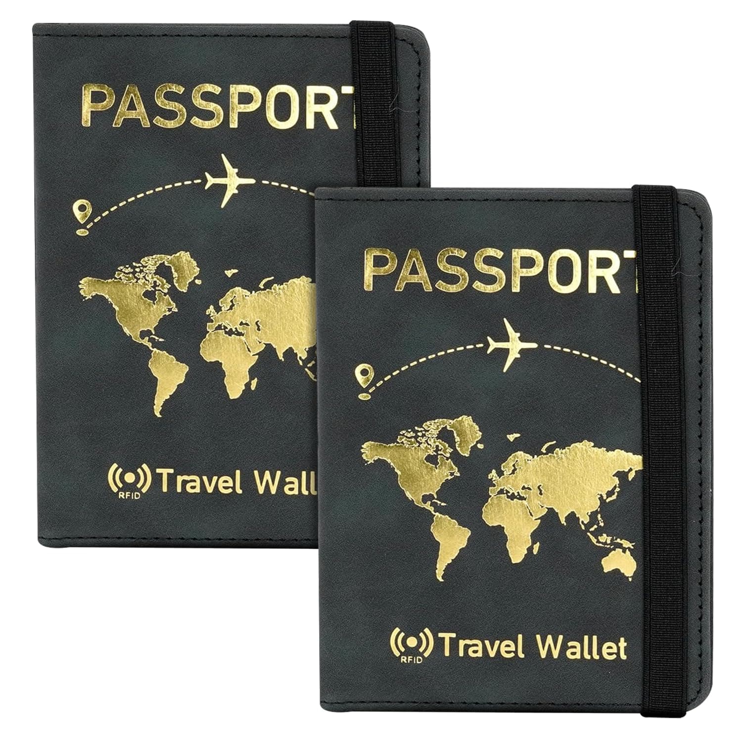 Storite 2Pk RFID Blocking PU Leather Passport Holder,14.8x11Cm,Dark Grey | Travel Wallet , Document Organiser, For Men & Women
