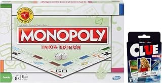 Monopoly India Edition Game, Board Game & Puzzles for Families and Friends, Toys for Kids, Boys and Girls Ages 8 and Up, Fantasy Classic Gameplay&Hasbro Gaming - Clue Classic Card Game