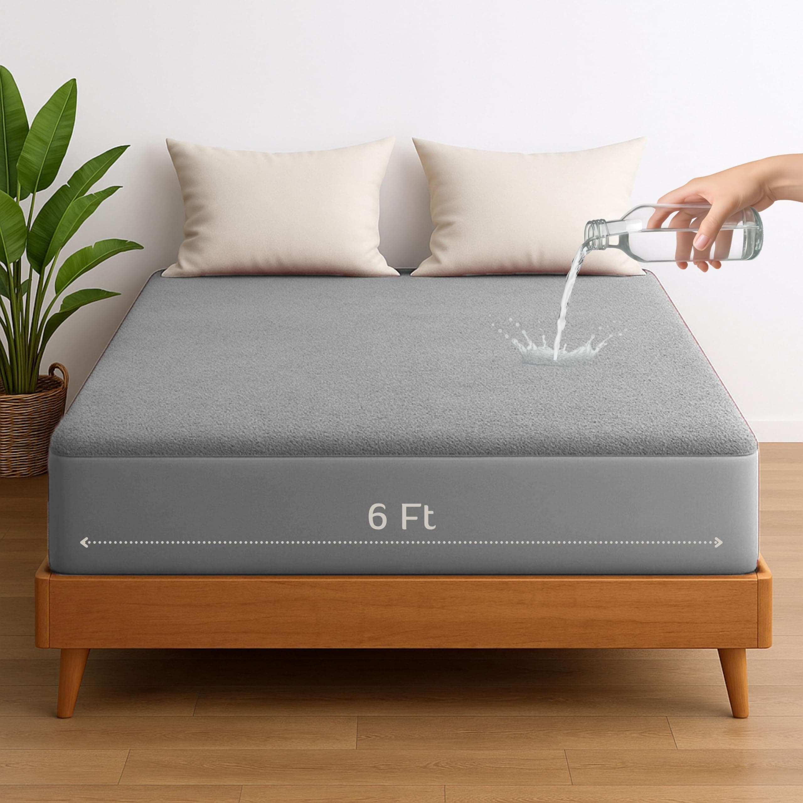 Vastrora 100% Waterproof Mattress Protector King Size | Pee & Urine Proof Mattress Cover Double Bed (6x6.5 Ft | 72x78 Inch) | Soft Terry Cotton Elastic Fitted Bed Protector | Noiseless Bed Cover