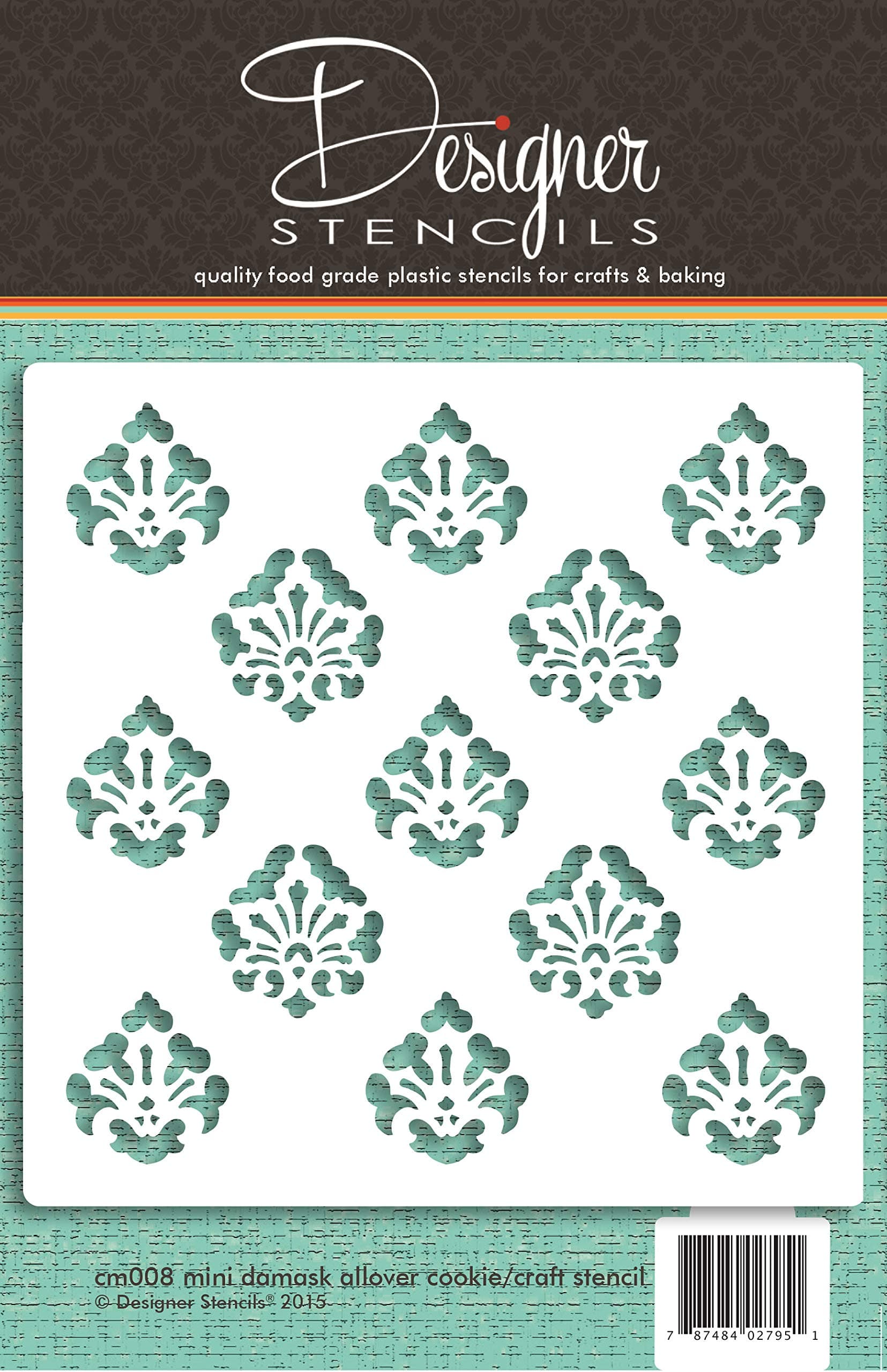 Mini Damask Allover Cookie and Craft Stencil CM008 by Designer Stencils