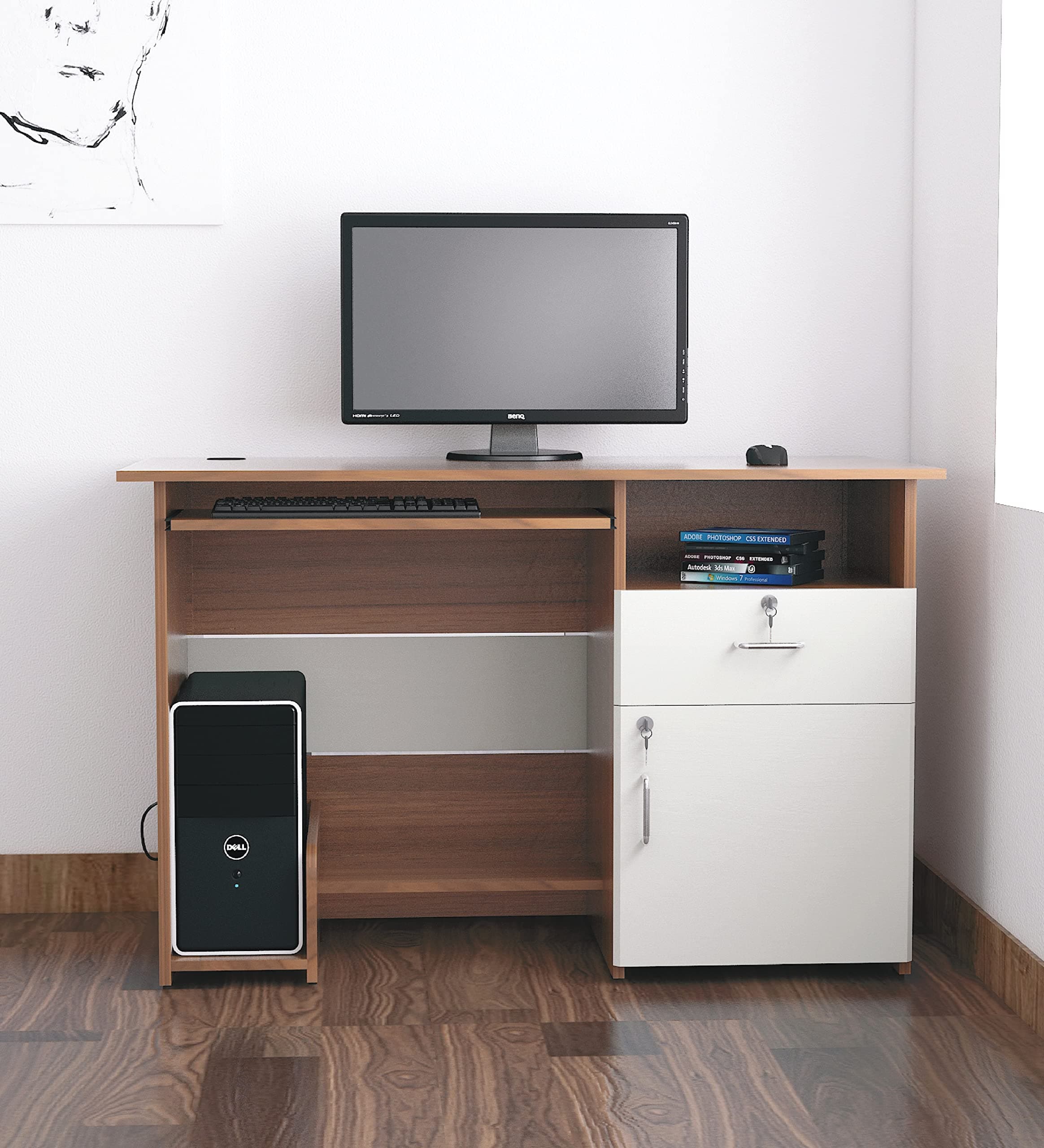 NEUDOT Danny Engineered Wood Study Table | Computer Table | Office Desk with Drawers | Multi-Purpose Study Table | Computer Table for Students | Office Table | 12 Months Warranty | Leon Teak Finish