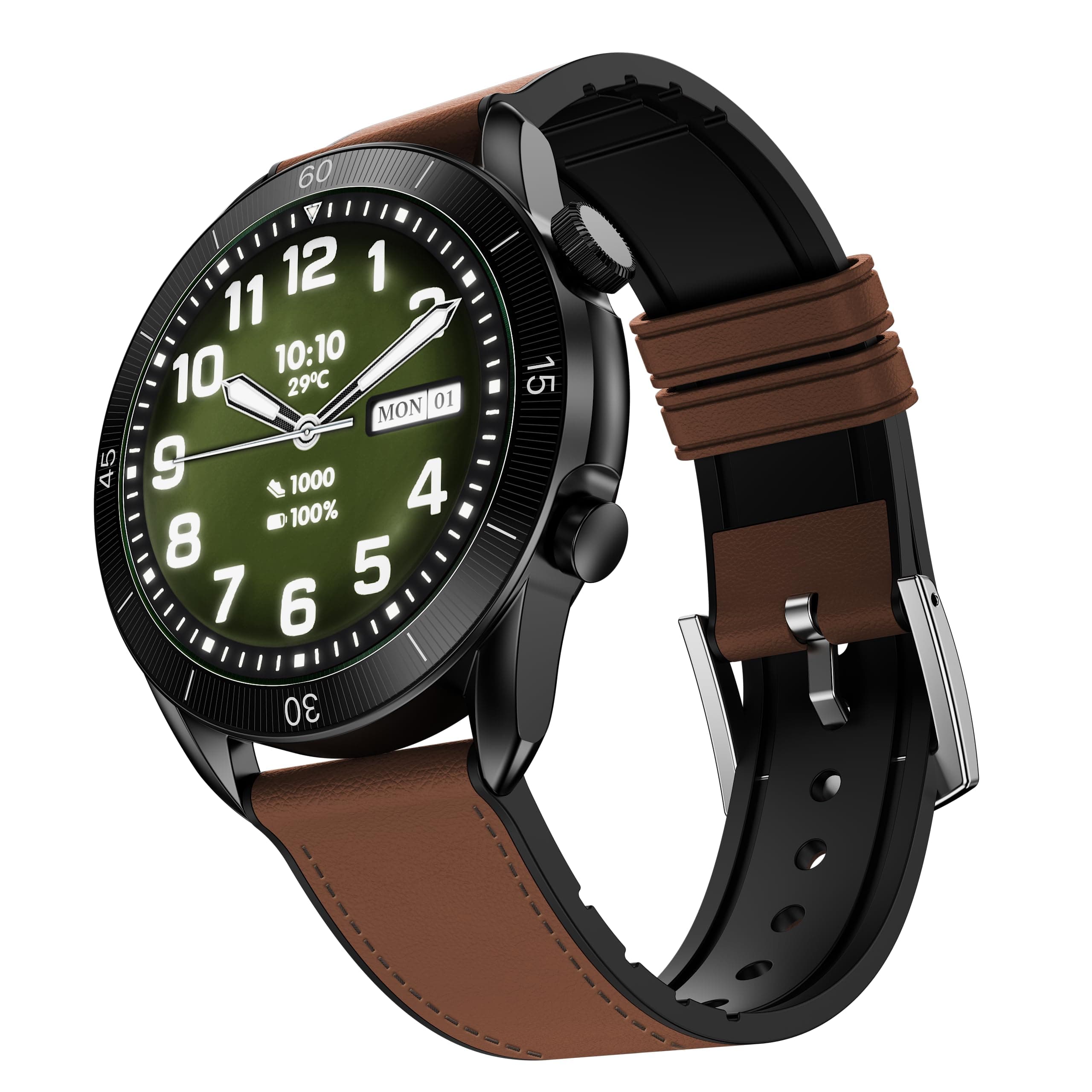Fire-Boltt Legacy Luxury Round Smart Watch 1.43″ Super AMOLED, Bluetooth Calling, Wireless Charging, Voice Assistant, SPO₂ & Heart Rate Monitor, 110+ Sports Modes, Smart Watch for Men & Women - Brown