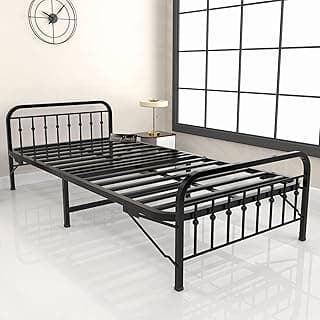 Honey Touch Nova Folding Bed Single for Sleeping Without Mattress | No Assembly Required | Foldable Bed for Sleeping/Guests/Rented Apartments/Bedroom (3ft x 6ft, Black)