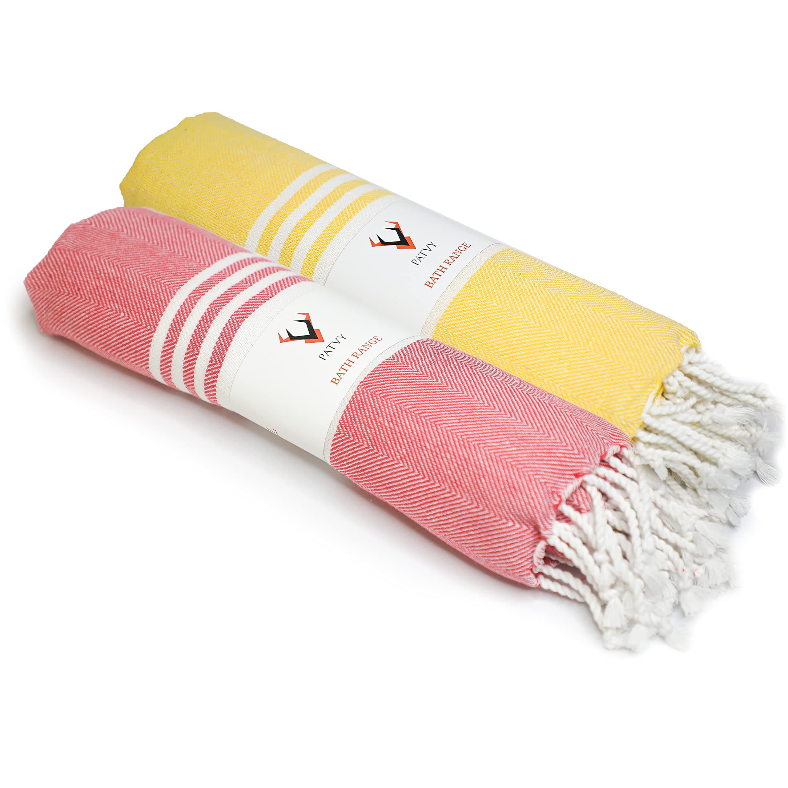 PATVY Bath Towels| Light Weight Turkish Style Bath Towels For Men Large Size Cotton|75 X 150Cm Quick Absorption &Faster Drying Bath Towel For Women| 100% Cotton (Pack Of 2, Yellow & Pink) - 90 Tc
