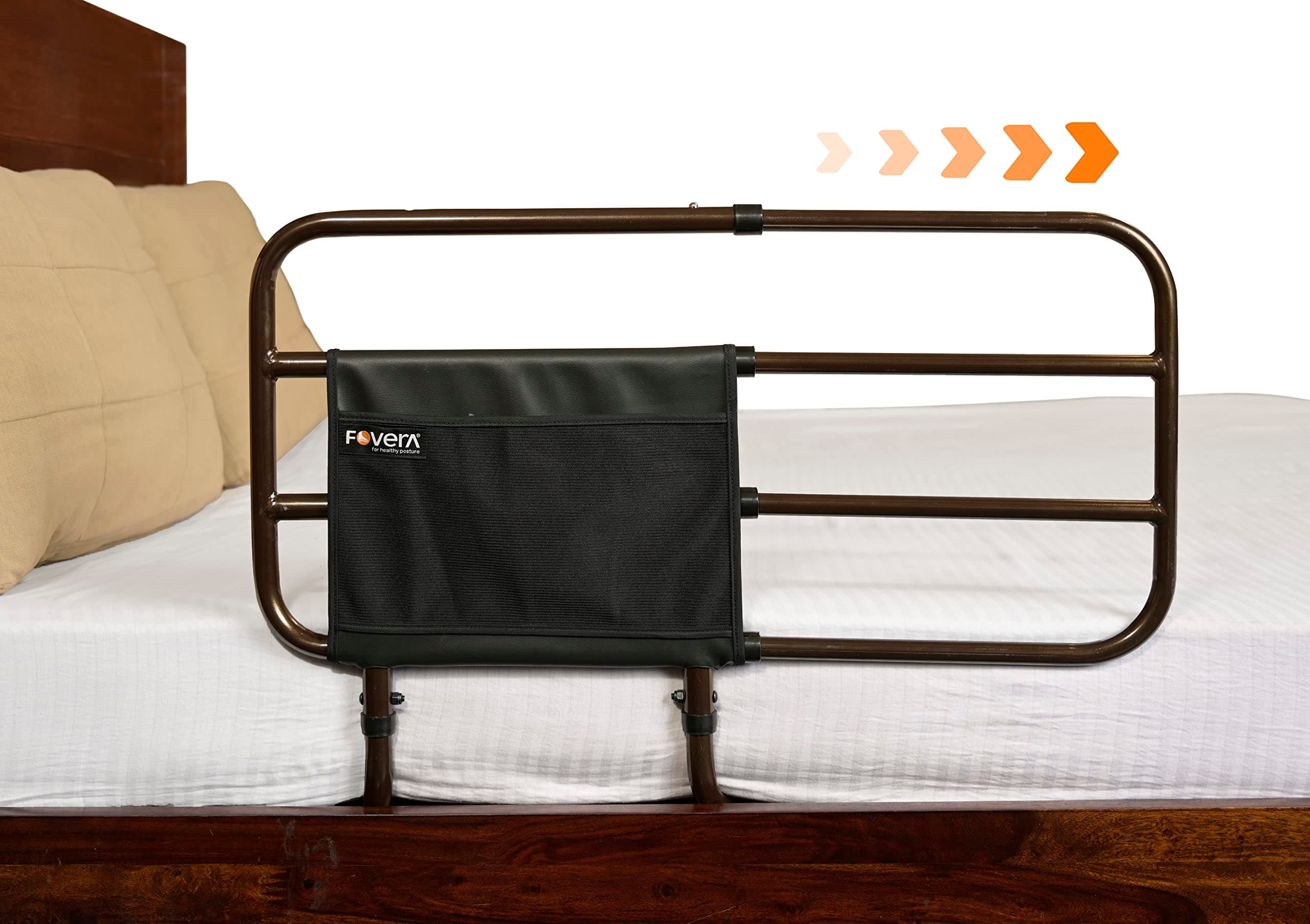FOVERA Adjustable Bed Safety Rail for Adults, Elderly, Seniors & Surgery Patients – Assist Bar with Storage Pocket for Fall Prevention, Fits Any Bed & Eases Getting in & Out of Bed (Made in India)