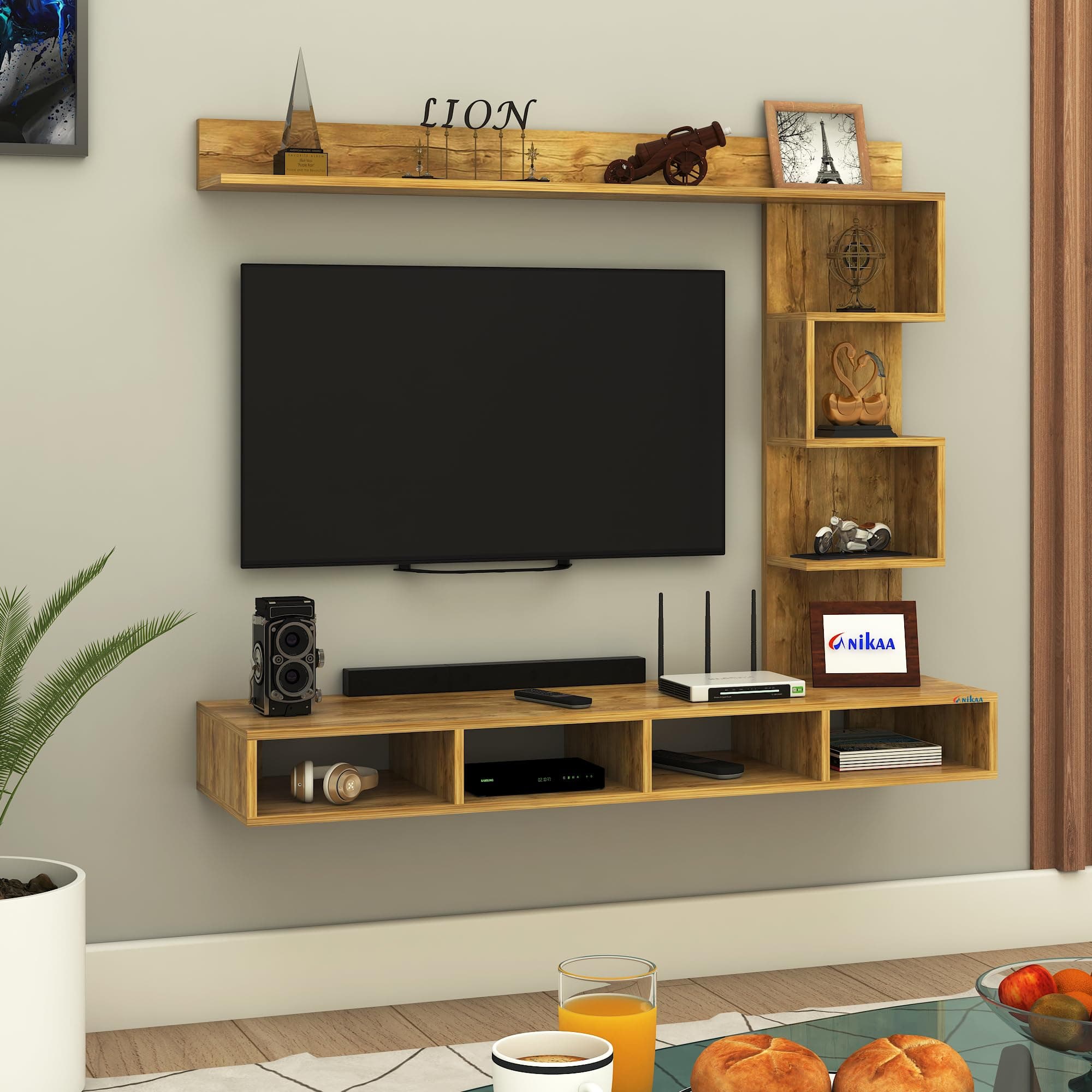 Anikaa Casey Engineered Wood Wall Mount TV Unit/TV Stand/TV Cabinet/TV Entertainment Unit/Set Top Box Stand (Ideal for 55 Inch) (D.I.Y) (Gaintwood)