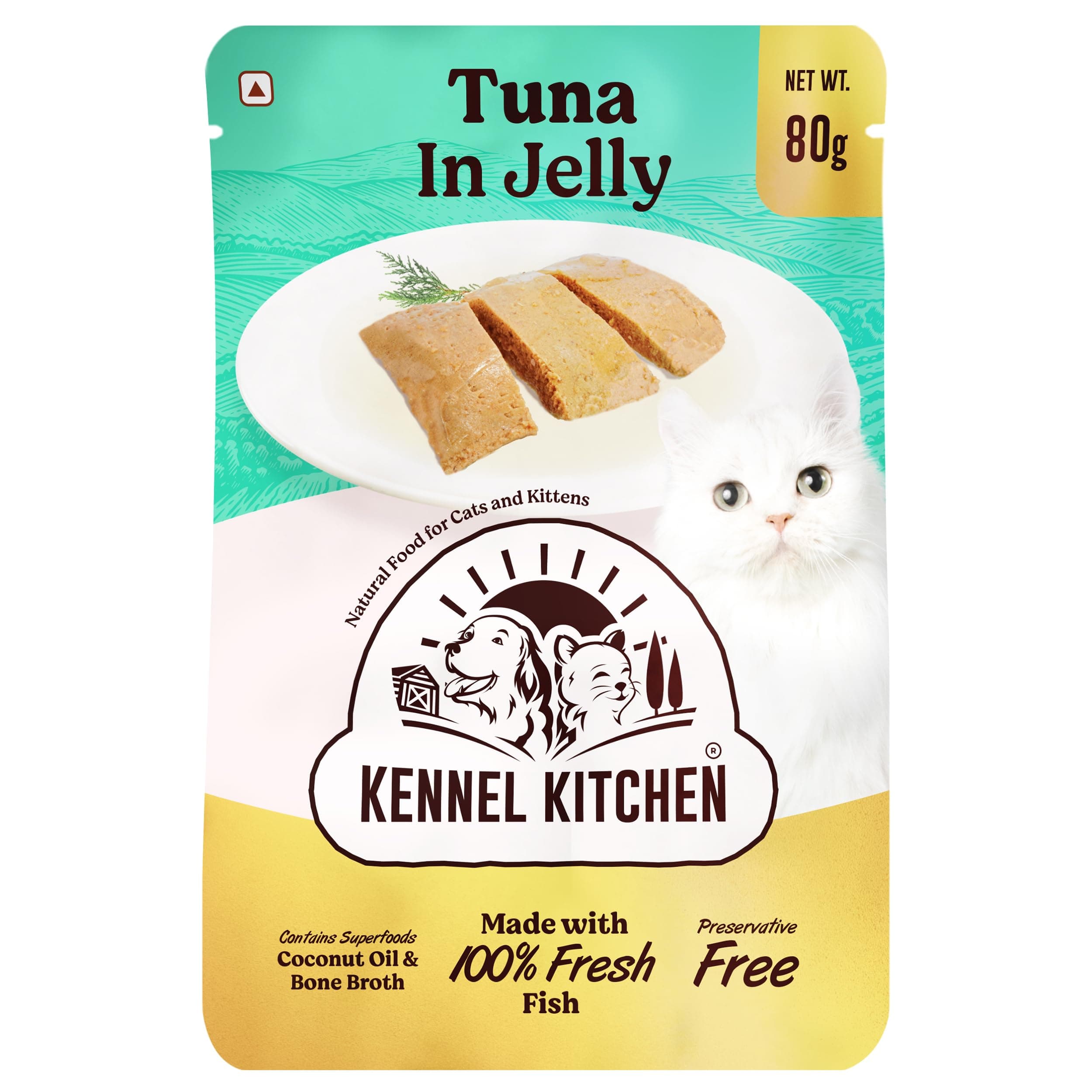 Kennel Kitchen Tuna in Jelly,12 x 80g Each. Grain Free Wet Cat Food for Adults and Kittens,