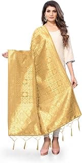 Jaanvi fashion Women's Bandhani Floral Woven Silk Dupatta With Zari Work