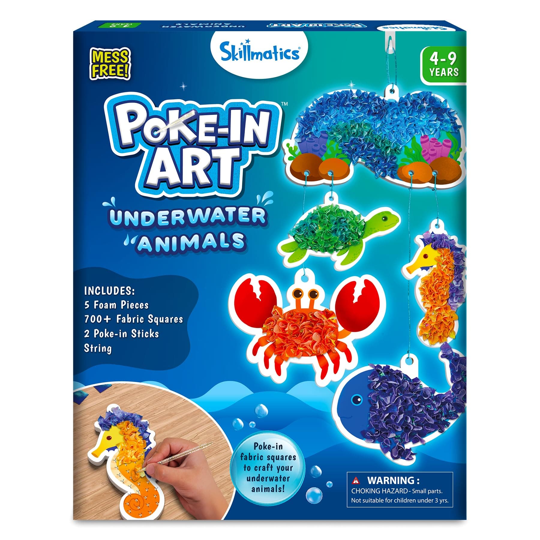 Skillmatics Poke-in Art – Underwater Animals, Mess-Free DIY Craft Kit | Mess-Free Creative Art Kit for Kids, 5 Foam Pieces, DIY Room Decor, Gifts for Girls & Boys Ages 4, 5, 6, 7, 8, 9