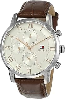 Tommy Hilfiger Quartz Multifunction Silver Dial Leather Strap Watch for Men-NETH1791400