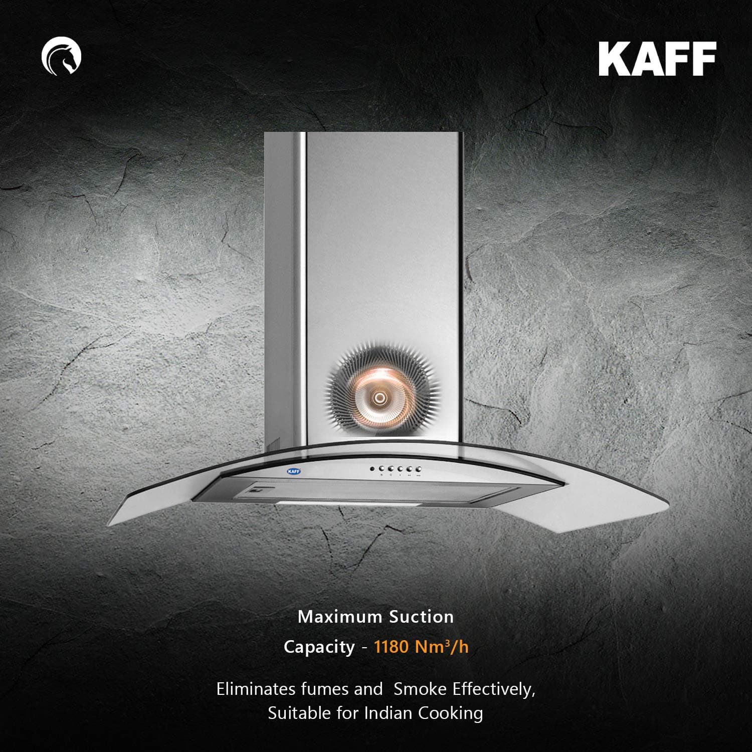 Kaff OPEC MX 70 | Stainless Steel Finish | Curved Tempered Glass | Soft Push Controls |