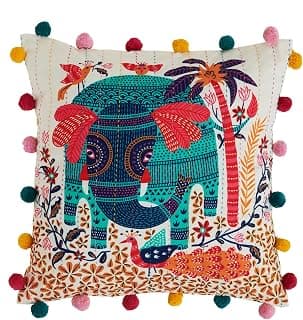 Chumbak Galle Elephant 16" Gondh Cushion Cover
