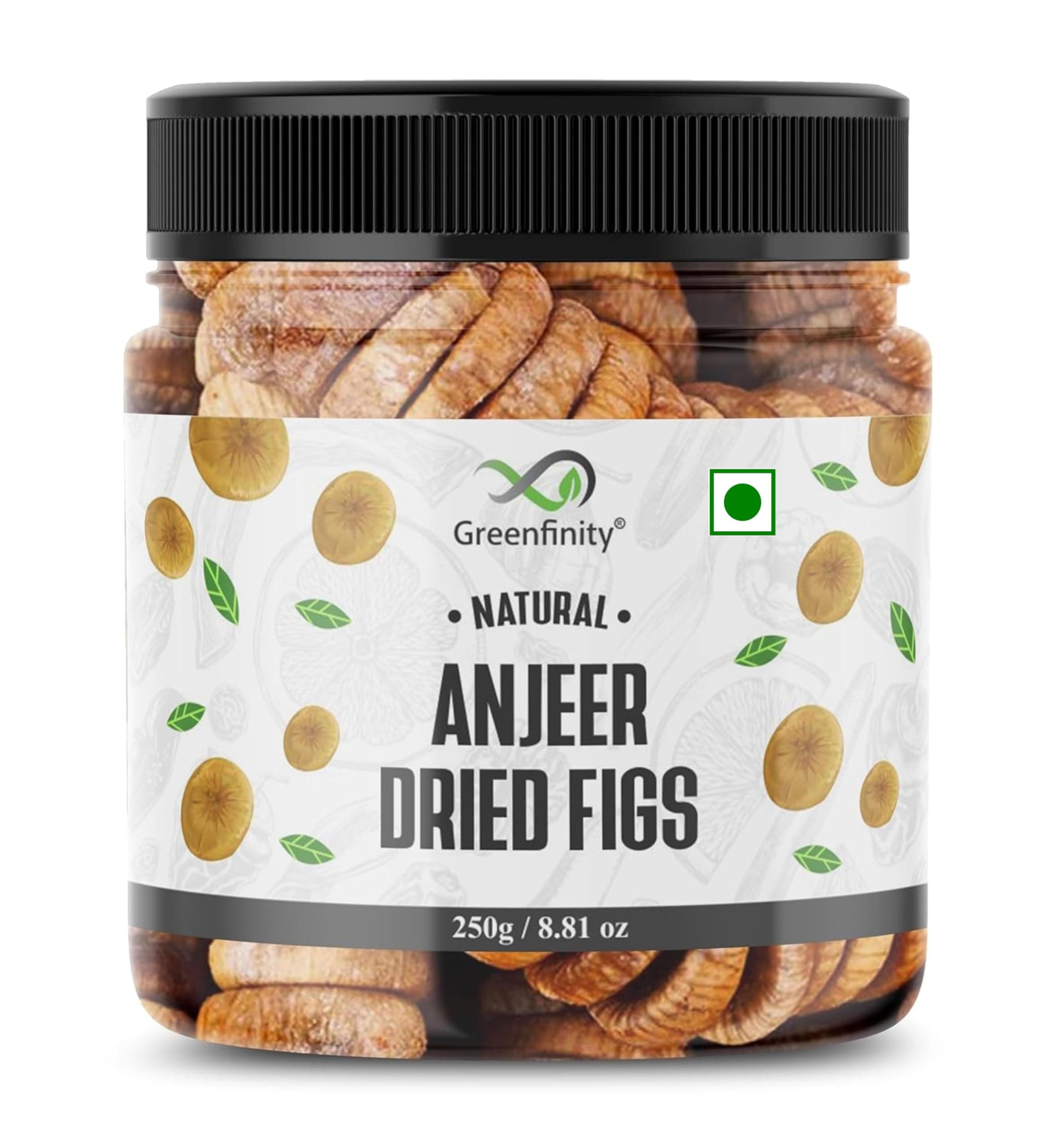 GreenFinity Premium Afghani Anjeer - 250 grams | Dried Figs | Natural, Rich in Iron, Fibre & Vitamins Fig/Afghanistan Anjir Dry Fruit Jar Pack.