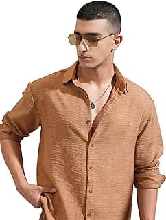 Highlander Men's Relaxed Fit Shirts | Self Design | Long Sleeves | Spread Collar | Casual Shirts | Stylish Shirt