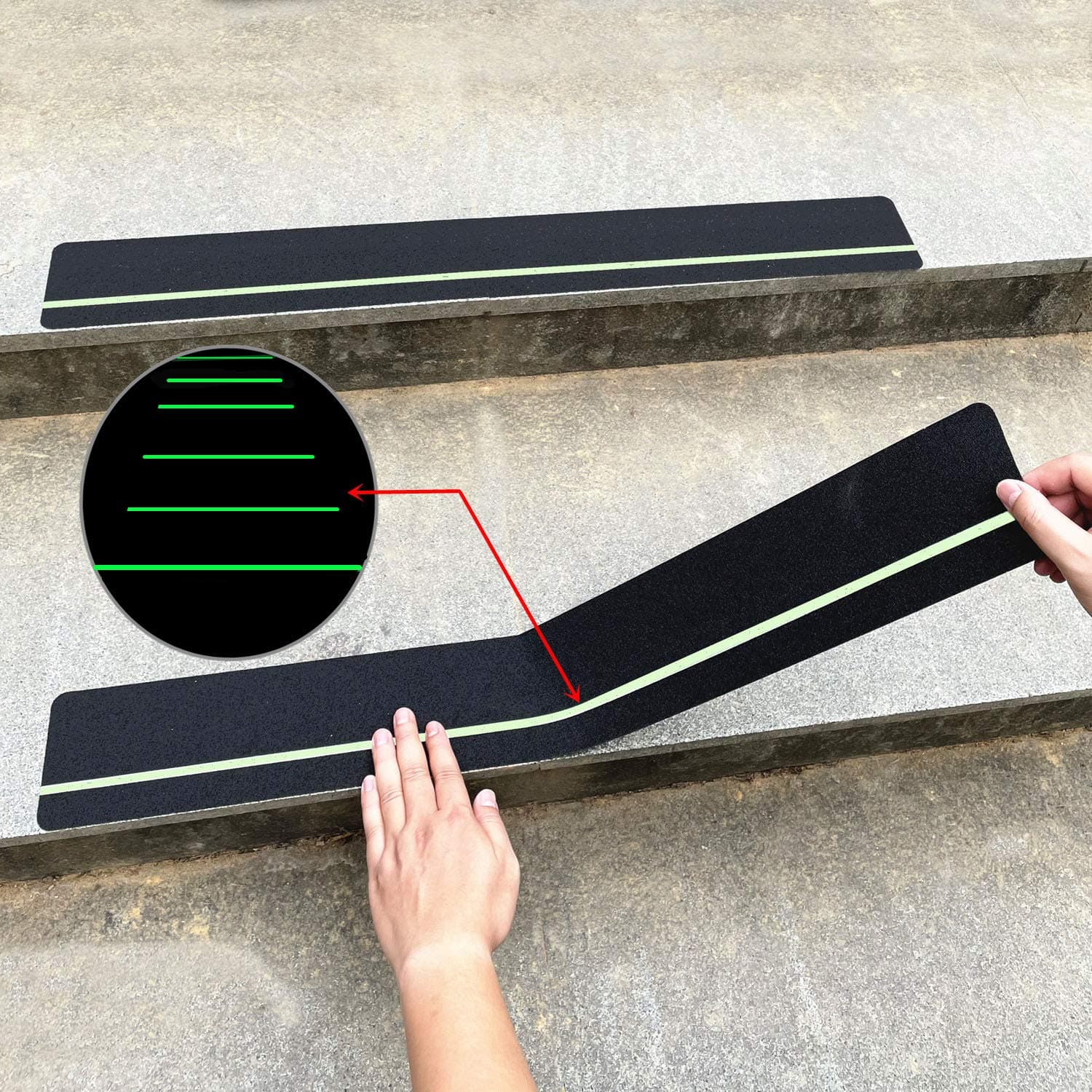 COSIMIXO 10 x 30" x 4" Non Slip Treads with Stripes in the Dark