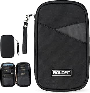 Boldfit Boldfit Polyester Passport Cover for Men Card Holder for Travel Accessories Passport Holder for Women Passport Holder Cards Passport Organizer Wallet Essentials - Black