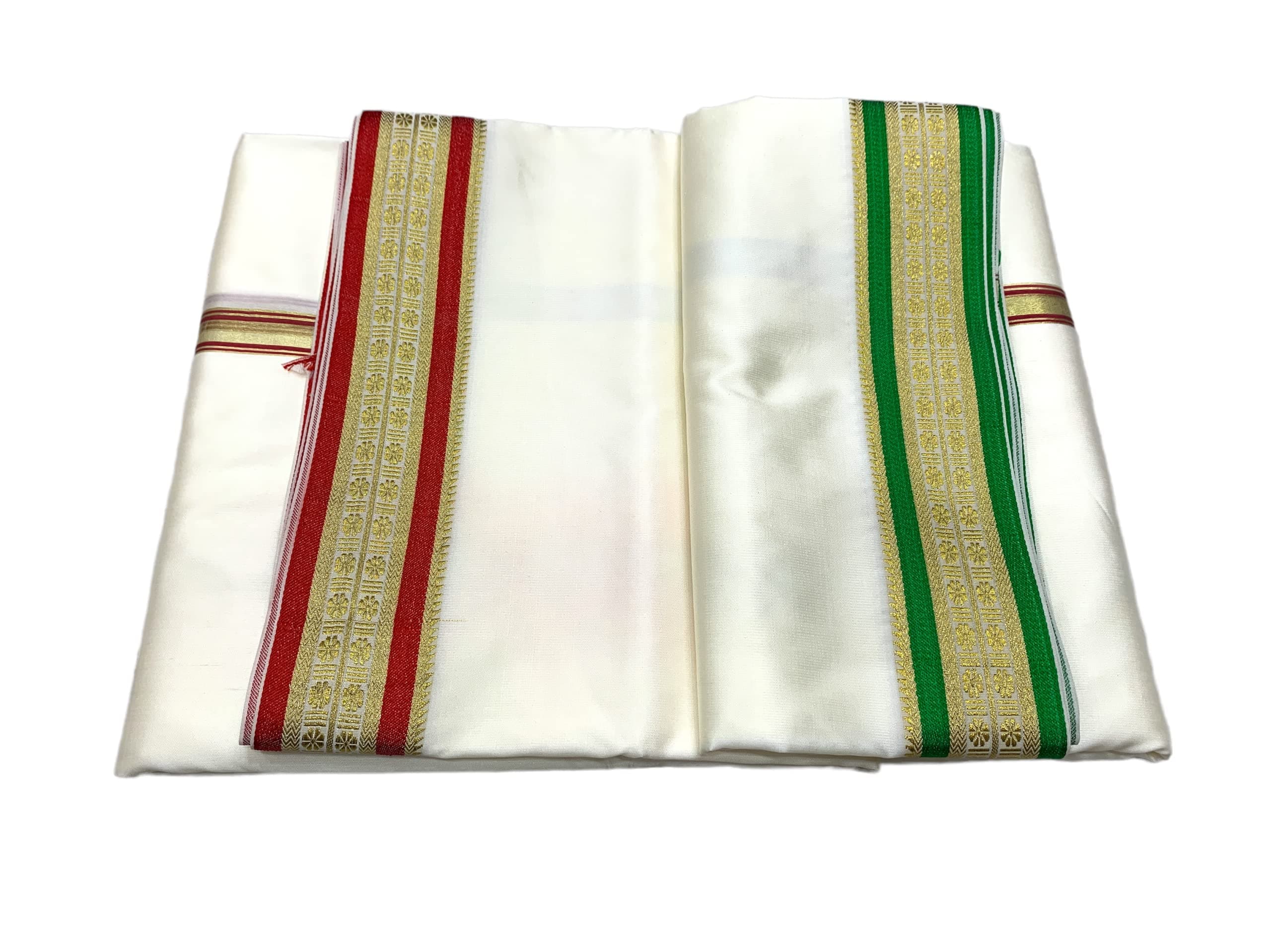 Rameshwaram Fabrics Exquisite Silk Pattu Panchalu: Unstitched Dhoti with Stole for men - Ideal for Pooja and Special Occasions