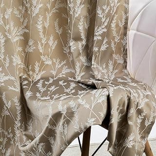 haus & kinder Printed Jacquard Door Curtains 7 Feet Long Pack of 2 Door Curtains, 7 Feet Curtains for Door (Whispering Willows, Taupe 130x213 CM)