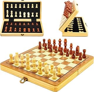 VGRASSP 12 Inch Foldable Wooden Magnetic Chessboard Set Toy - Tournament-Style Premium-Build Chess Set with Magnetic Chessmen Pieces - Ideal for Family Games - Multicolor