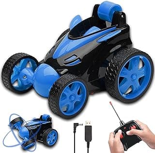 Gooyo GY-2090-14 360° Rotating & Rolling Stunt Car Toy with Demo Functions | Spin, Stunt, Flip Functions | Remote Control Stunt Car Toy for Kids | Blue | in-Built Battery | Gift Box Packaging