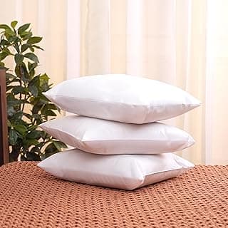 Amazon Brand - Solimo Microfiber Filled Cushion, 16 x 16 inch (40.6 x 40.6 cm), Set of 3, white