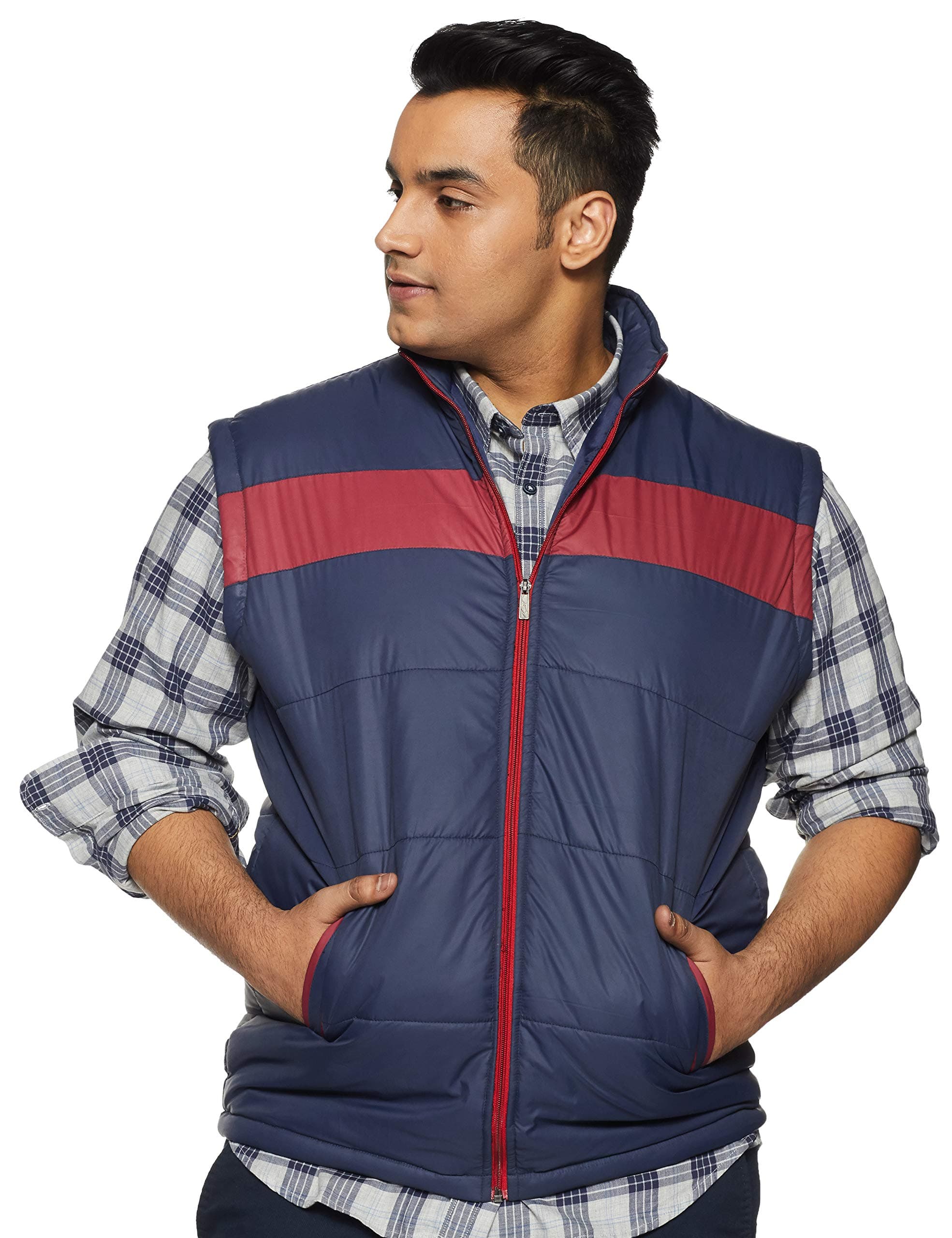 Ben Martin Men's Nylon Standard Length Casual Jacket Stand Collar Zipper Design Plus Size Jacket Outerwear-(PLUS-JKT-SLEEVELESS-28333)