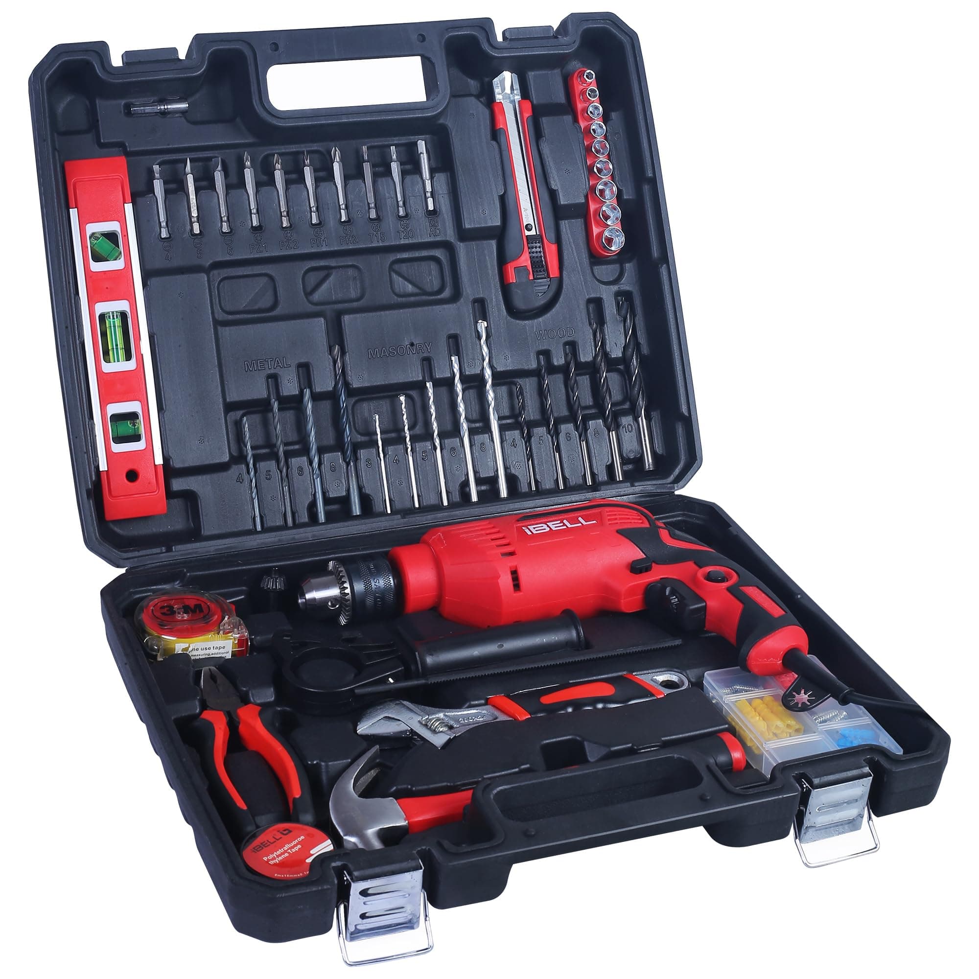 IBELL Professional 500RE Impact Drill Tool Kit | 650W Copper Motor | 13mm Chuck | 101-Piece Home & DIY Accessories Set | Variable Speed up to 2800 RPM | Durable Carry Case- 6 Months Warranty