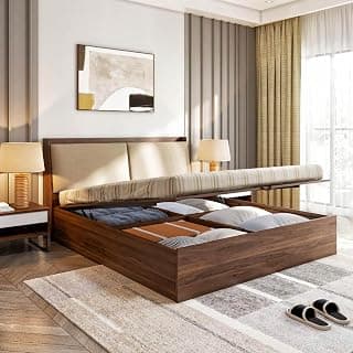 Wakefit Bed | 3 Yr Warranty | King Size Bed, Hydraulic Storage & Foam-Cushioned Upholstery Headboard, Density:680–750 kg/m³, Termite & Borer Resistant, Fits Mattresses Up to 8 Inches (Mars 78x72 - CW)
