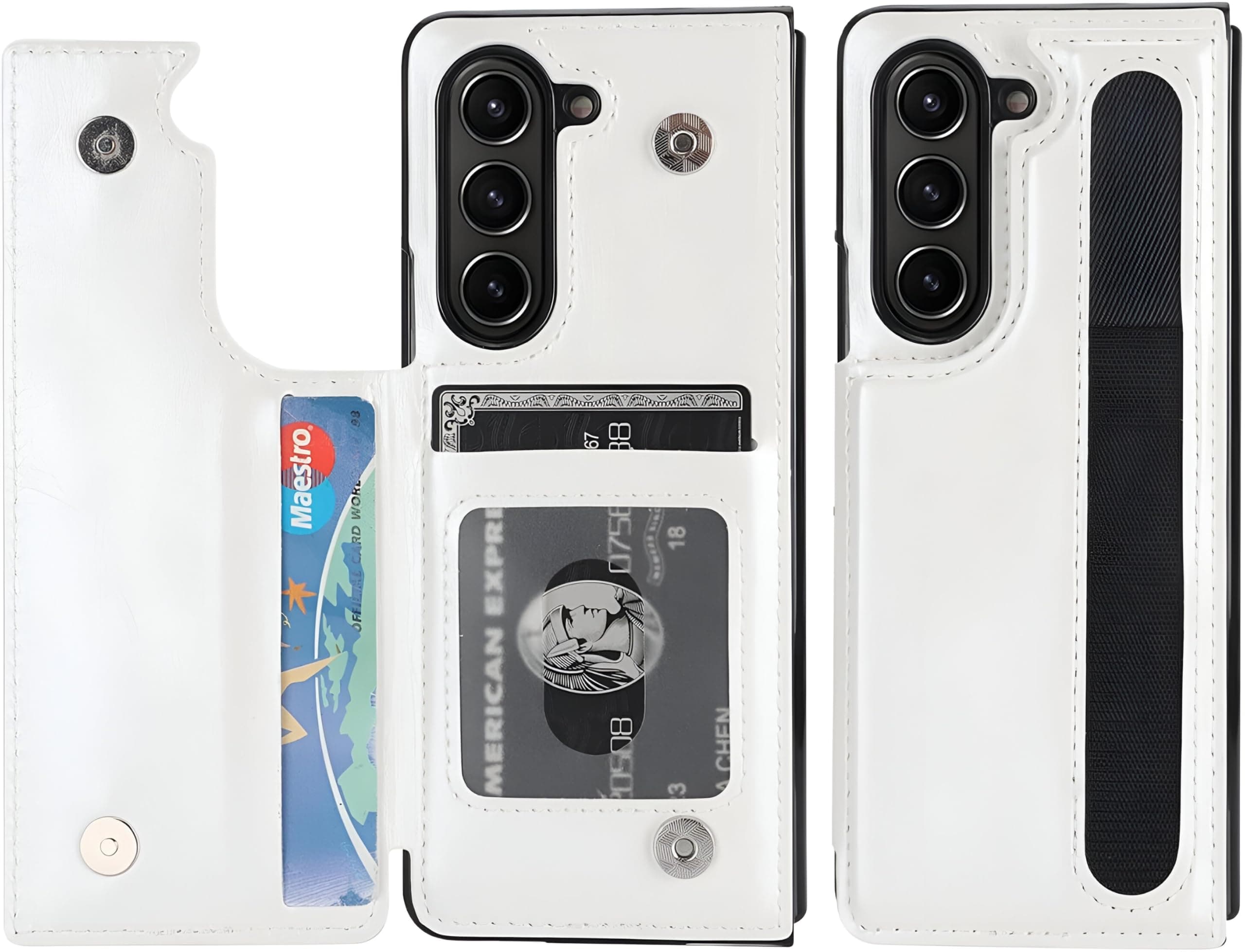Scalebee Back Cover for Samsung Galaxy Z Fold5 / Fold 5 Premium Luxury Wallet Style Phone case with S Pen Slots (Brown) (White)