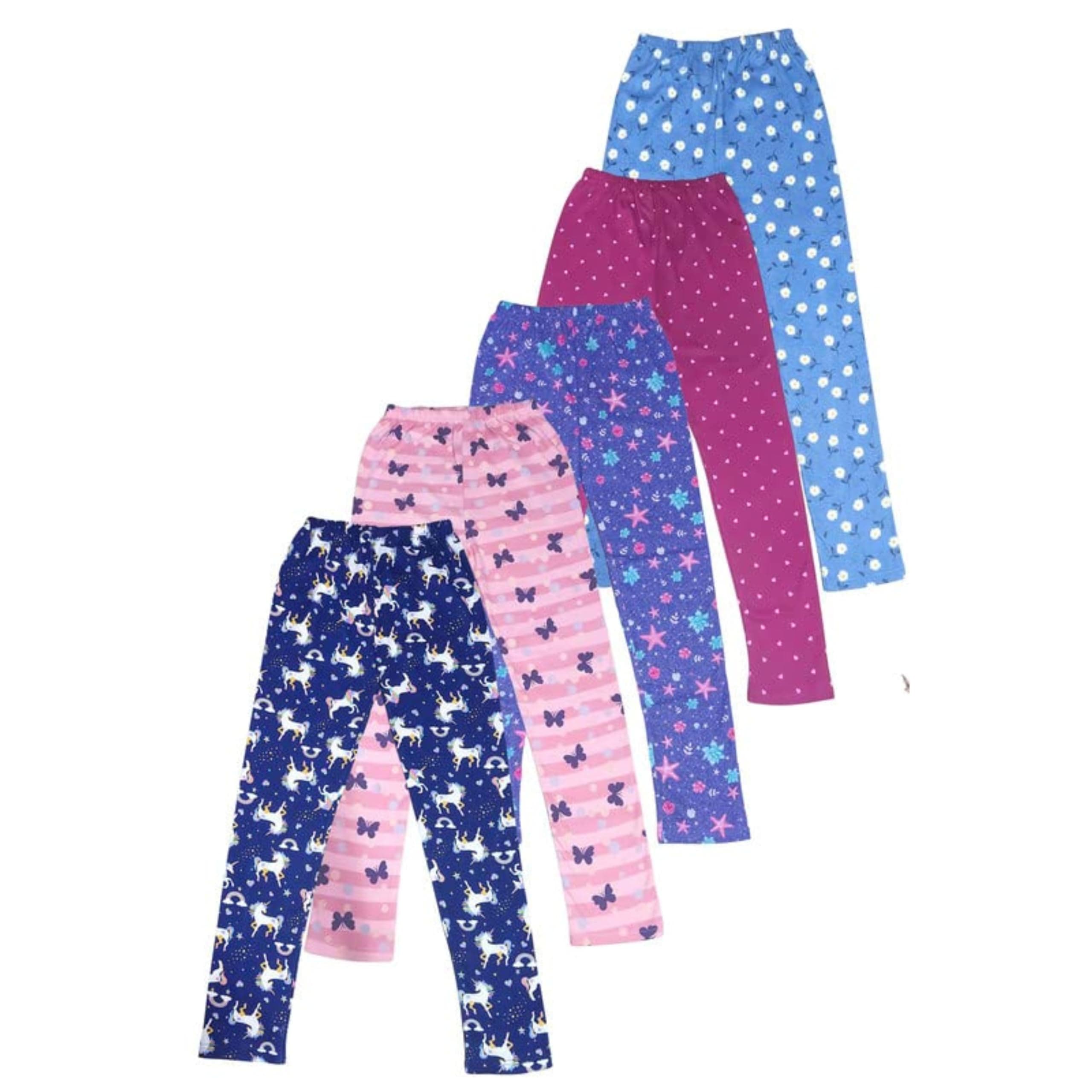 TotzTouch Girls Pant | Pajama for Girls Multicolor Cotton Pack of 5 & 3 Age 6 Months to 15 Years