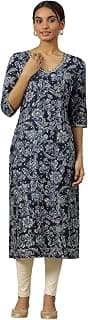 Aurelia Women’s Floral Printed Straight Kurta | V-Neck Kurta for Women | Printed Kurta for Women | Beautiful Regular Fit Kurta for Women