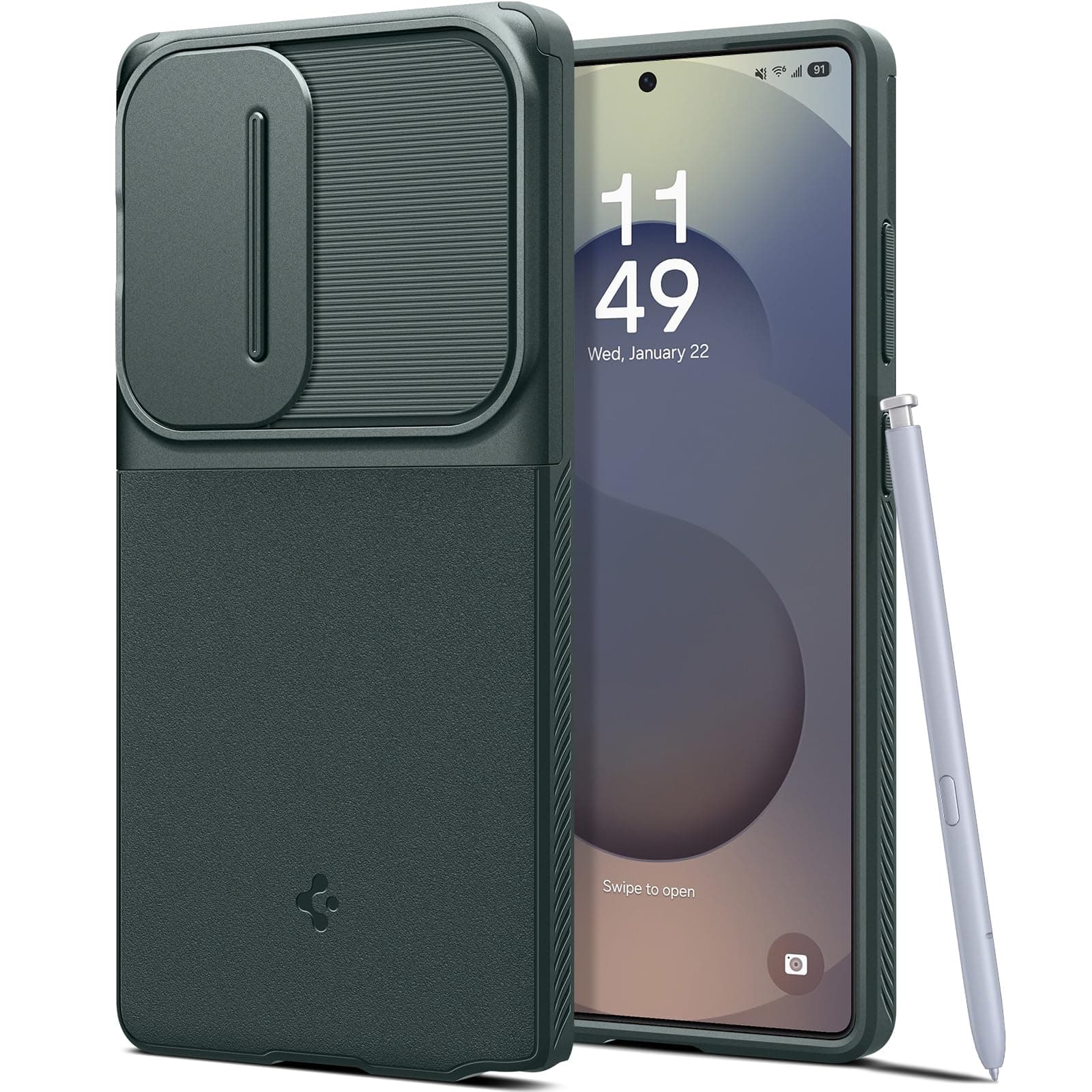 Spigen Optik Armor for Samsung Galaxy S25 Ultra Case, Galaxy S25 Ultra Back Cover (2025) - TPU+Poly Carbonate｜Abyss Green