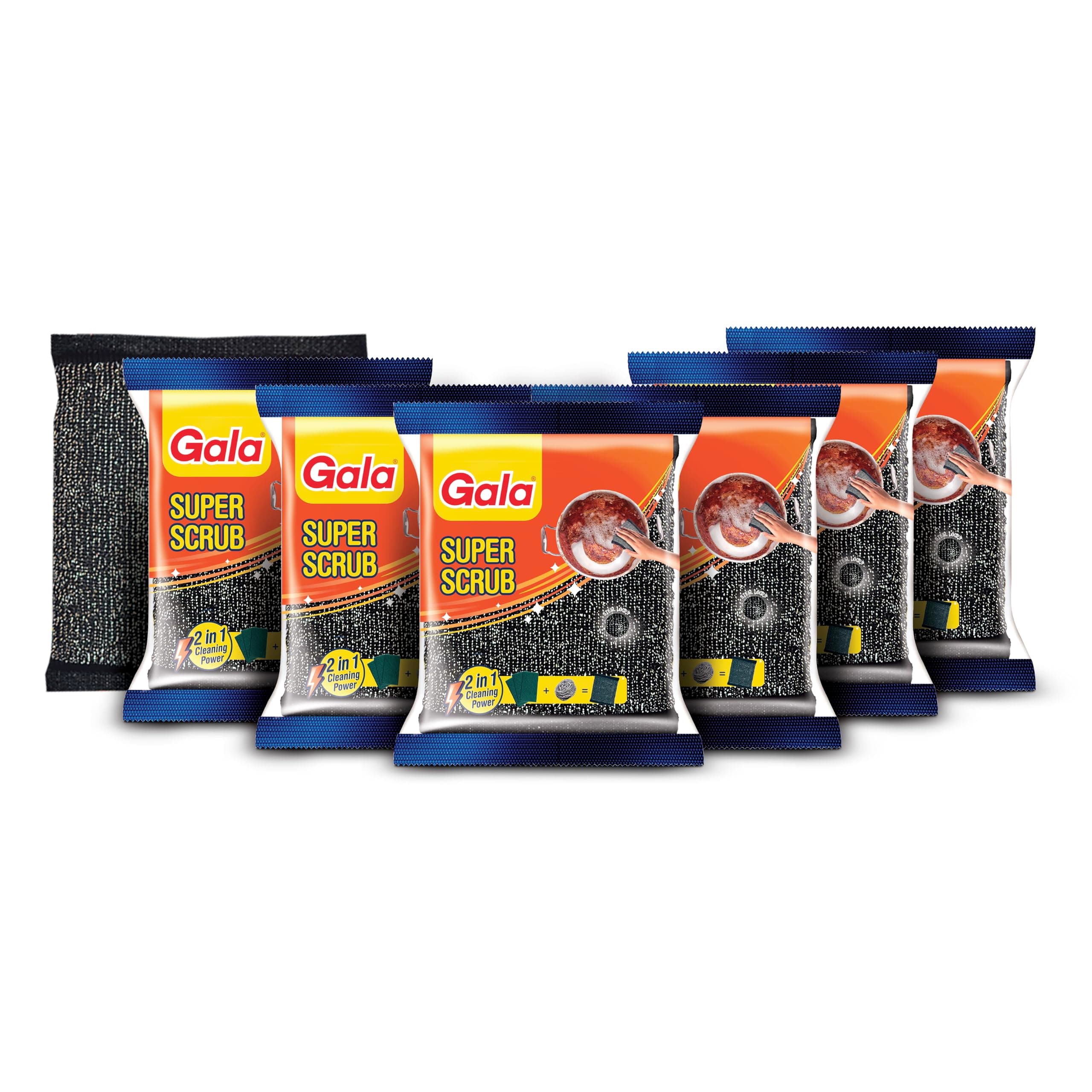 Gala Super Scrub Set – Made of Steel – Black – Pack of 6