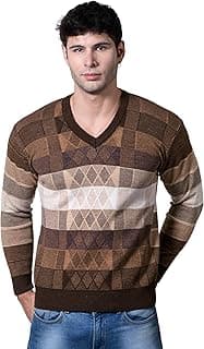 MONT CONNETT Men's Woolen V-Neck Printed Design Pullover Heavy Rainbow Fabric Winter Wear Pure Wool Sweaters for Men Fully Warm Pullover Free Size