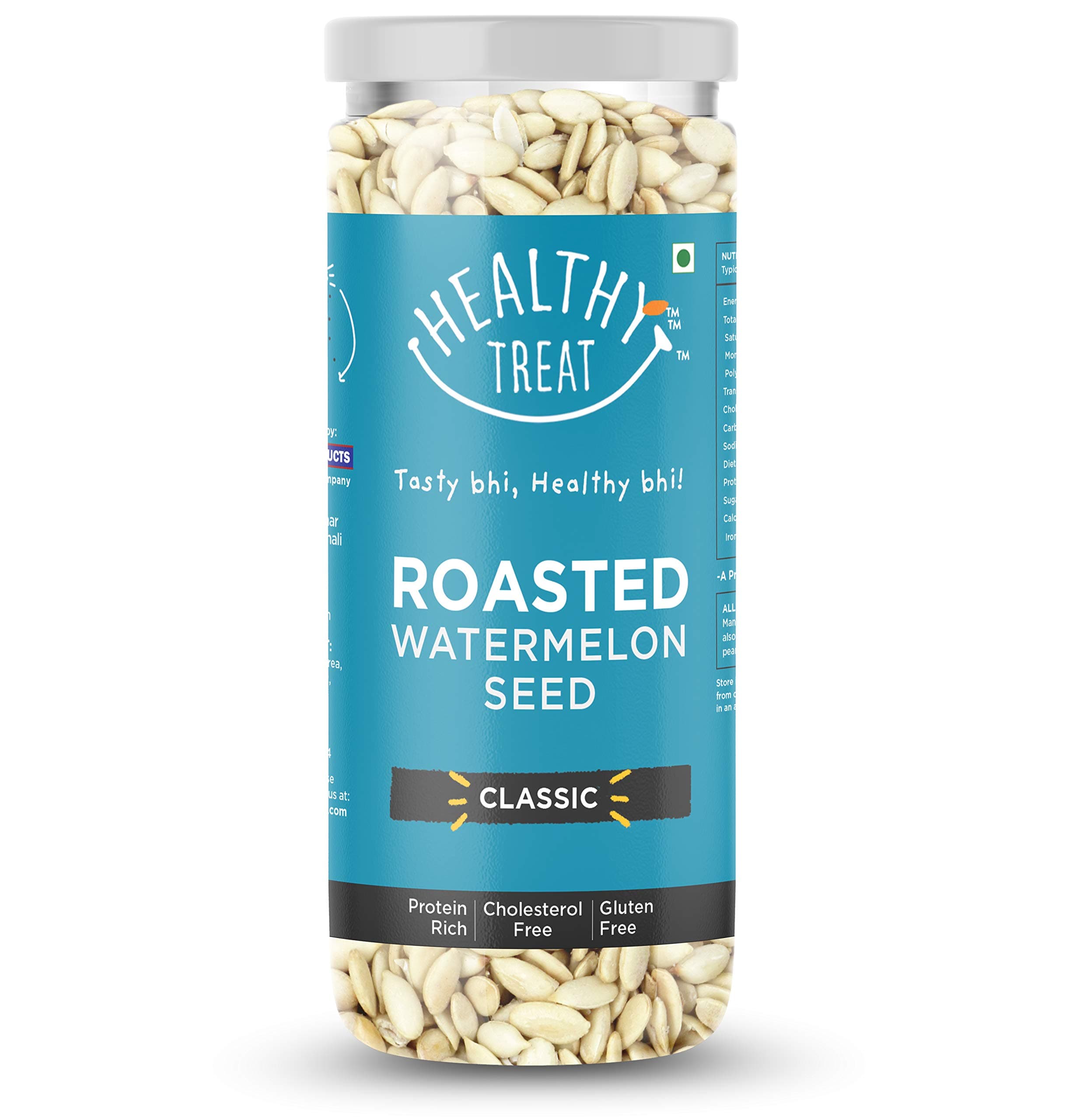 Healthy Treat Roasted Watermelon Seeds 125 gm - Classic | Watermelon Seeds for Eating | Magaj Seeds Pack | Tarbuj Beej | Rich in Protein | Potassium | Magnesium & Iron | Diet Food