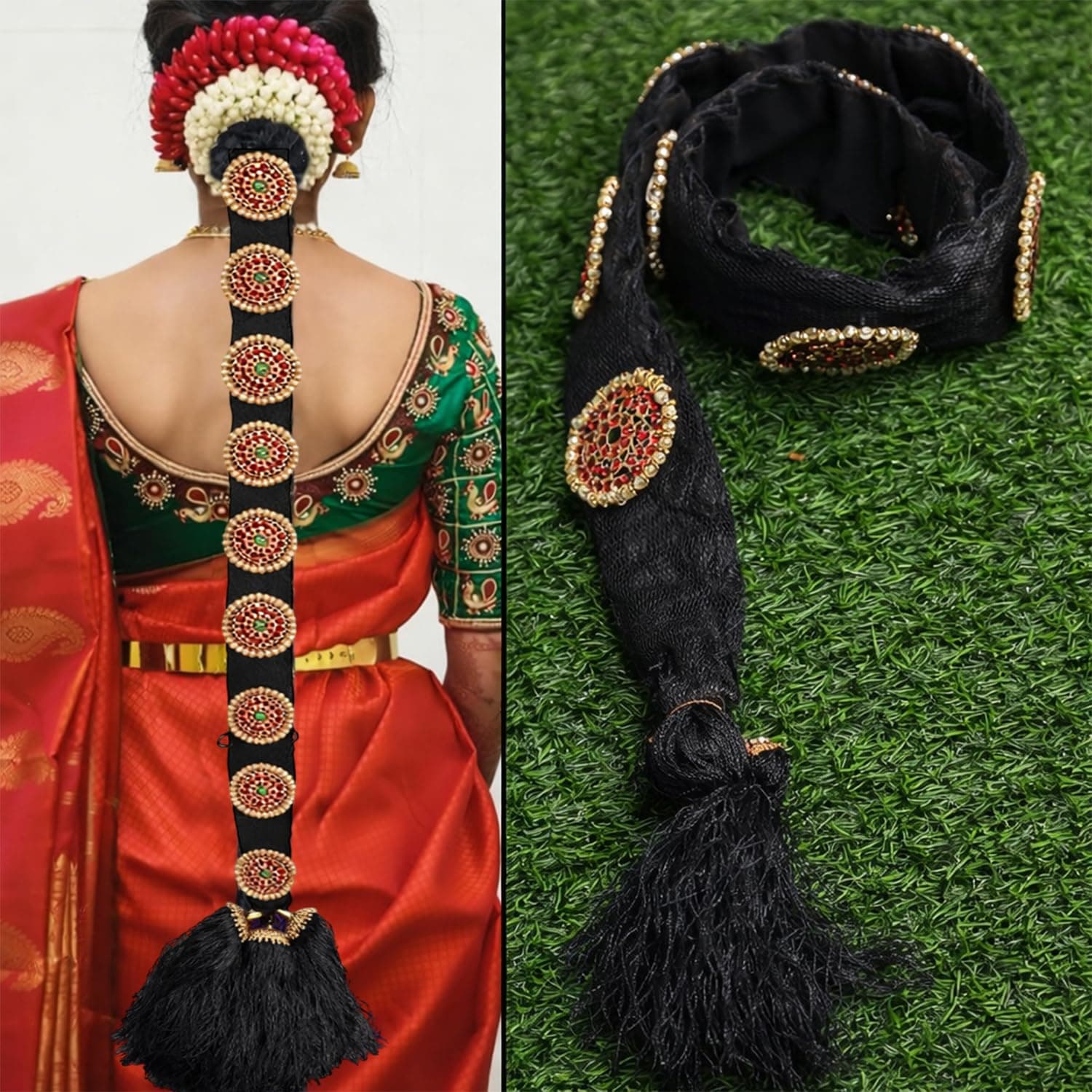 THANU'S CRAFT Pula Poola Jada Billalu Hair Choti Ornaments Bharatanatyam Kuchipudi Classical Dance Jewellery for women