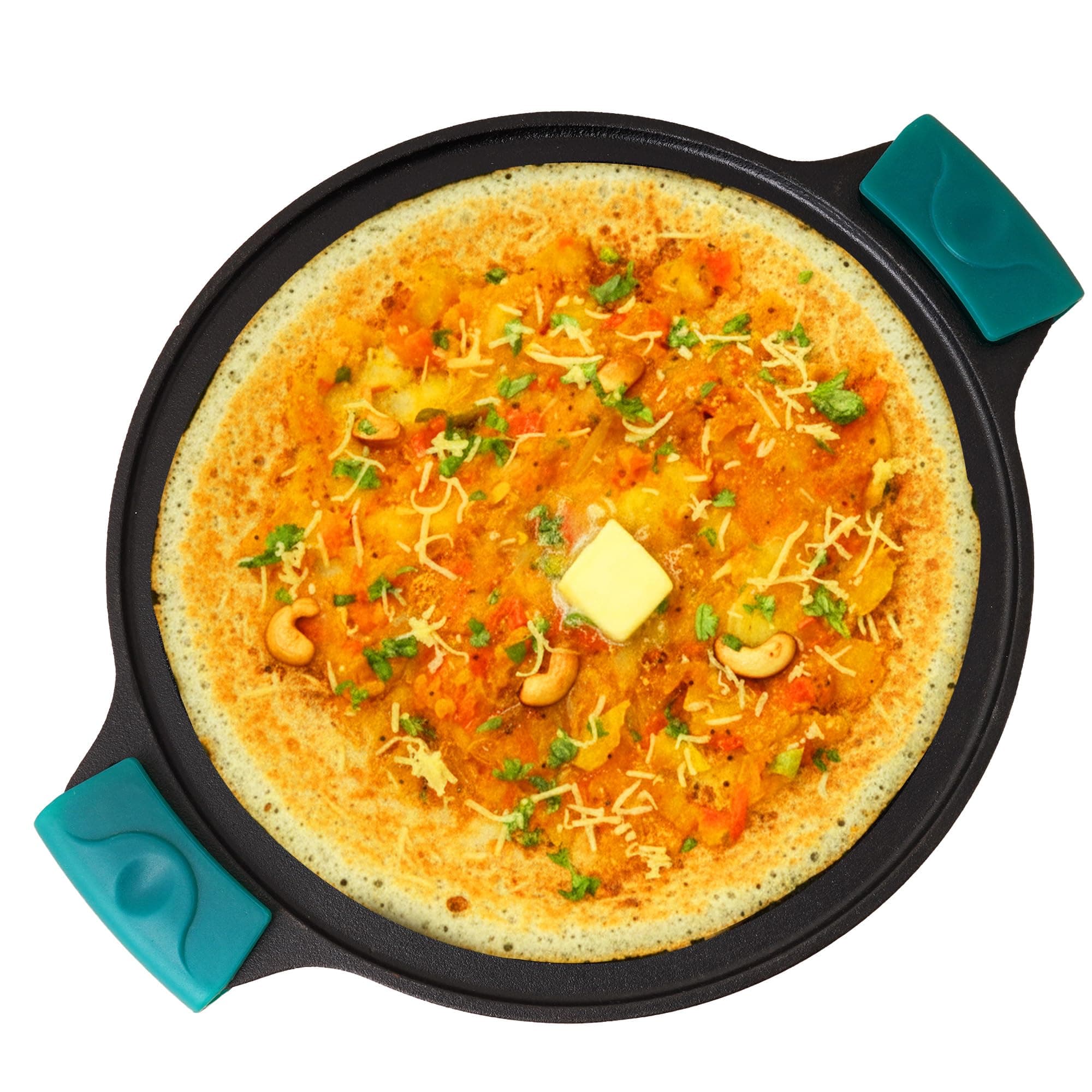 The Indus Valley Super Smooth Cast Iron Tawa with Double Handle Silicone Grip for Dosa/Chapathi | Induction Friendly | Nonstick, Pre-Seasoned Tawa | 100% Pure & Toxin-Free | 30.2cm/11