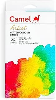 Camel Artist Water Colour Cakes 24 Assorted Shades | Rich Pigments & Vibrant Colors | Ideal for Artists & Hobbyists