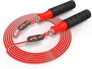 Lordz Adjustable Skipping Rope Tangle-Free with Ball Bearings Rapid Speed Jump Rope Cable and Memory Foam Handles Ideal for Aerobic Exercise Like Speed Training,