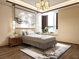 Craft Modern Upholstered Single Size Bed for Bedroom | Wooden Single Bed | Platform Cot Bed with Upholstery Premium Fabric | 6 x 3 Ft | Sheesham Solid Wood, Rosewood, Grey