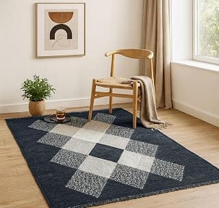 BSB HOME Designer Superfine Chenille Carpet | 500 GSM Velvet Carpet/Area Rug/Durries with Fine Gold Yarn for Living Room, Bedroom, Runner| 150x210 cm or 5x7 ft, Grey