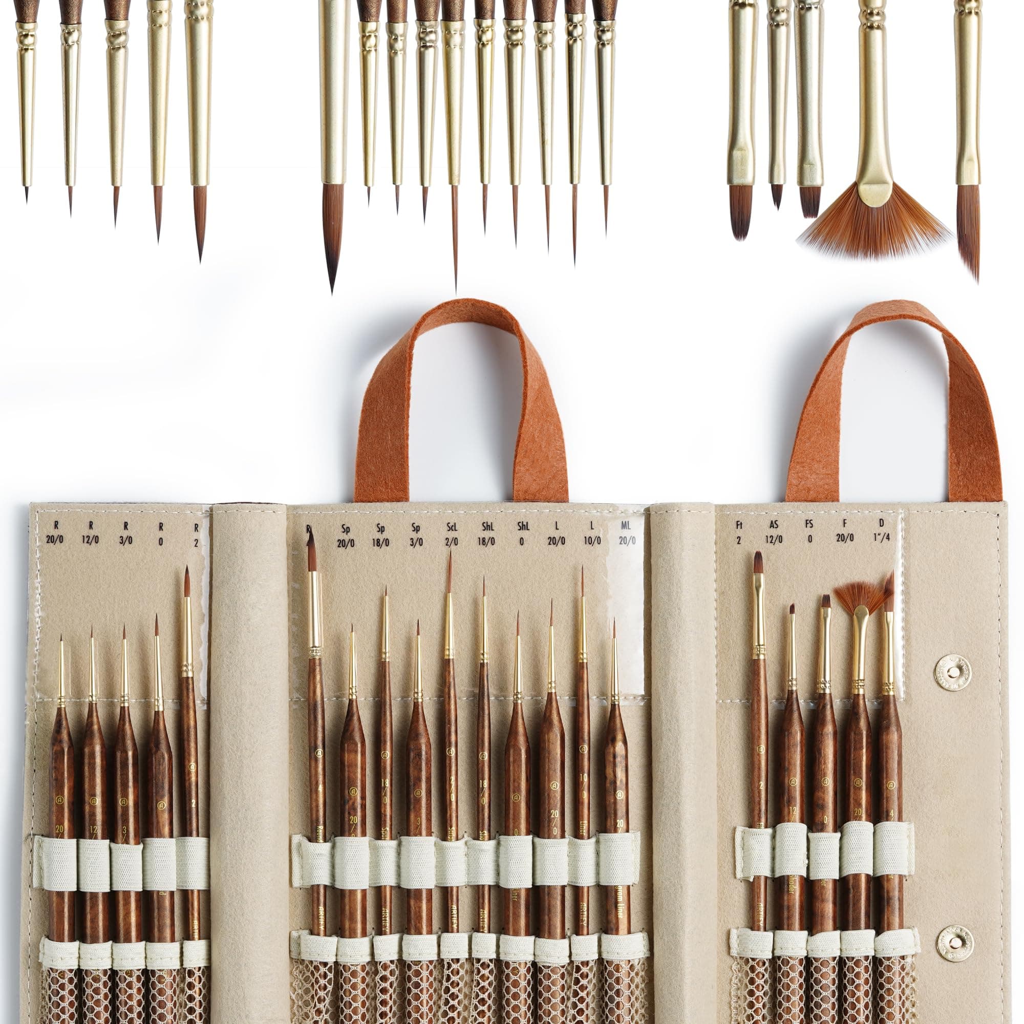 Artify Extreme Detail Paint Brushes Set, 20pcs Miniature Brushes for Models & Art Painting with Handbag, Fine Detailing for Acrylic Watercolor Oil, बारीक पेंटिंग ब्रश सेट,40k