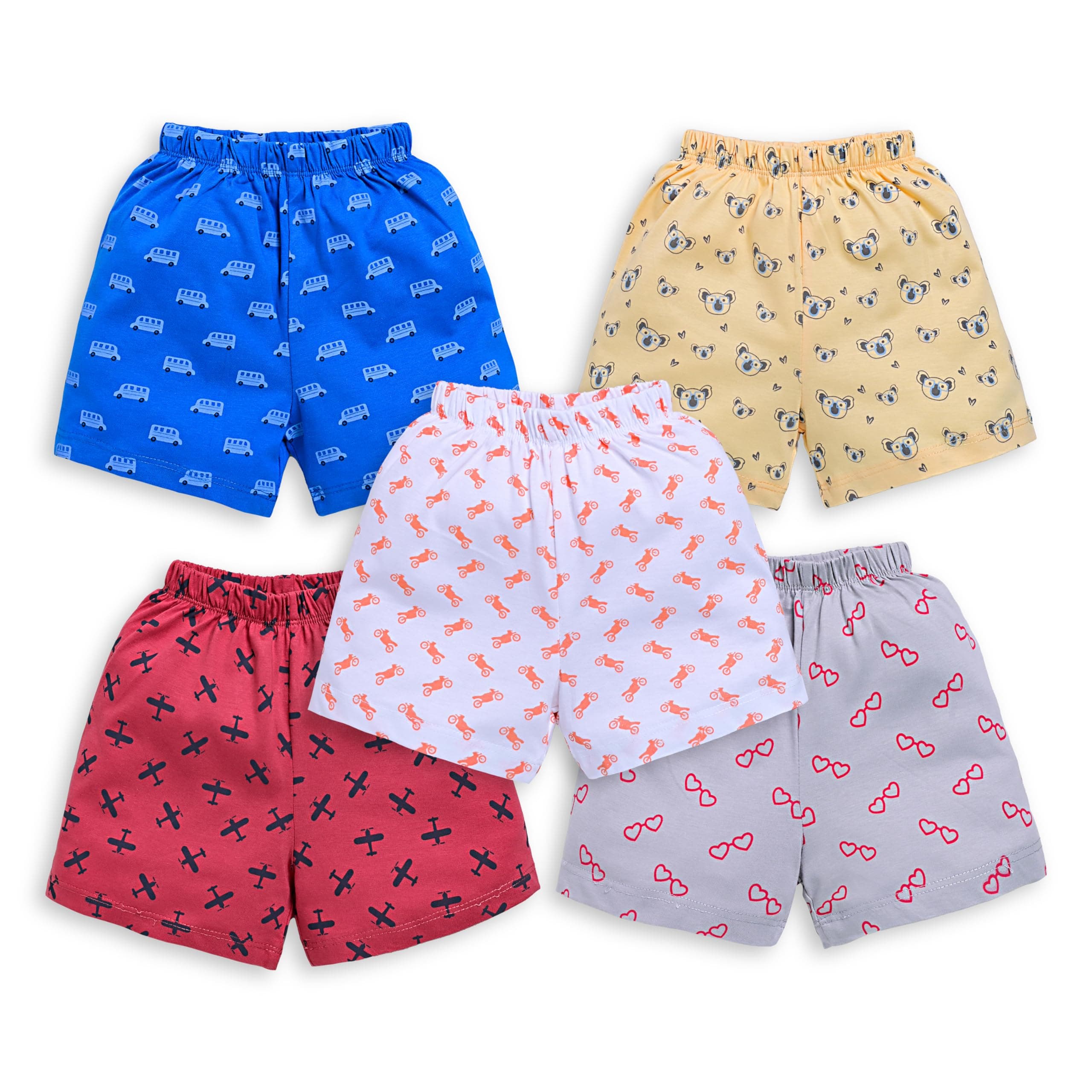 LuvLap Baby Boys & Girls 100% Cotton Shorts Set Pack of 5