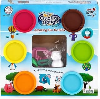 FRATELLI Dough Clay Modeling Kit for Kids | Non-Toxic | Air Dry Colour Clay with Moulds |DIY Art & Craft Activity Set | BIS Approved |Creative Learning & Pretend Play Toy for Boys & Girls | 3+ Years | 30g | Pack of 6