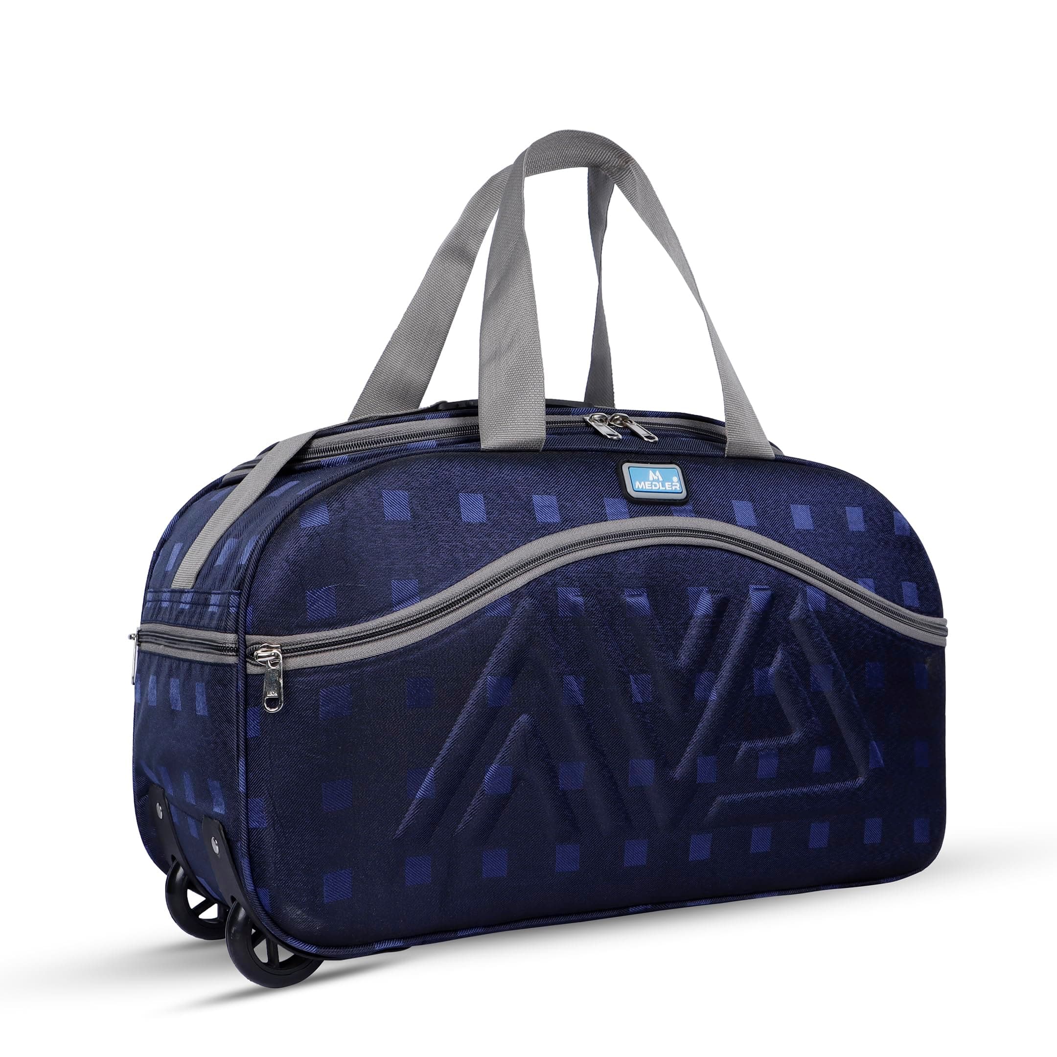 M MEDLER Rio Duffle Wheeler Bag | Waterproof Strolley Duffle Bag | 2 Wheel Duffel Bag | Luggage Bag with Adjustable Handle- (Navy Blue)