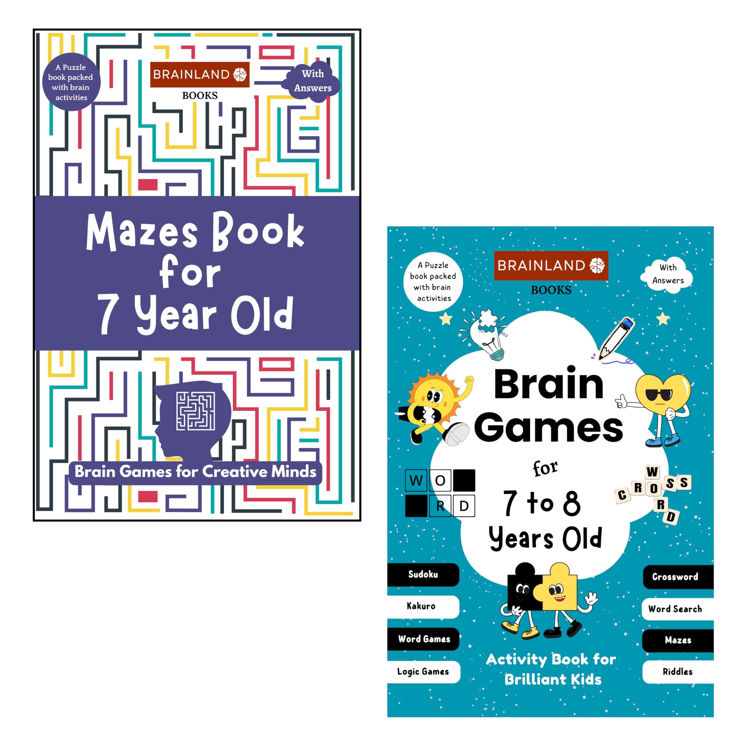 Mazes Book and Brain Games - Activity Books for Creative Minds | Brain Games for Brilliant Kids, 7 to 8 Years Old | Memory Games | Best Birthday Gift | Brain Boosting Books