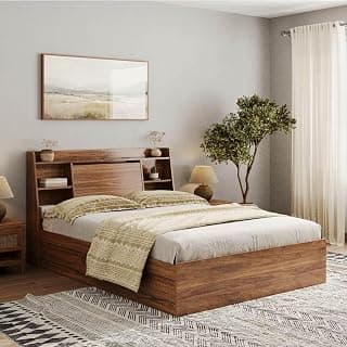 Wakefit Bed | 3 Yr Warranty | Bed Queen Size, Storage Box & Headboard Storage, Density: 680–750 kg/m³, Termite & Borer Resistant, Fits Mattresses Up to 8 Inches (Venus 78 x 60 - Columbian Walnut)